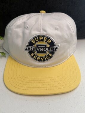 Chevrolet Super Service Two-Tone Baseball Cap in White and Yellow